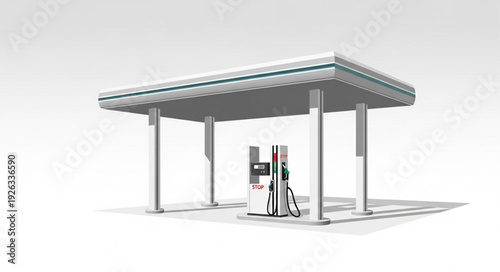 Modern Gas Station Canopy Structure.