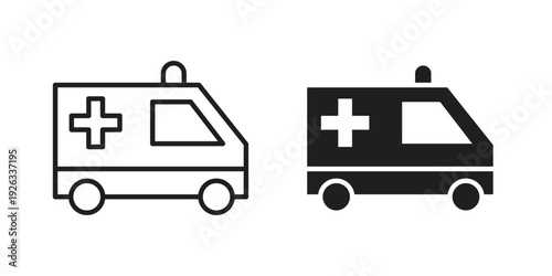 Ambulance icons with different styles. Vector logo illustration simple design.