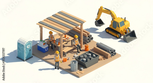 Miniature Construction Site with Excavator.