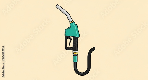 Fuel nozzle illustration, a detailed depiction of a gas pump dispenser, isolated.