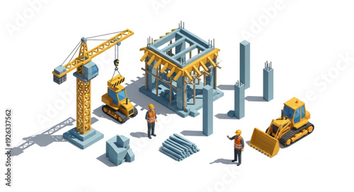 Miniature Construction Site with Workers.