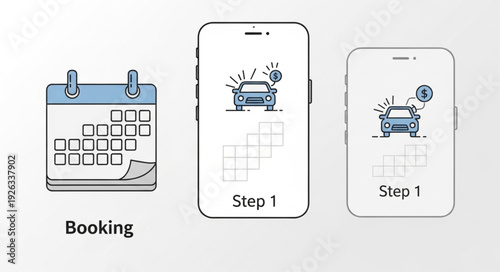 Mobile Phone Booking Process Illustration.