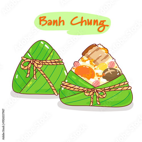 Cute banh chung character vector.