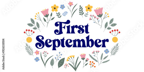 September floral theme graphic design with text and decorations  