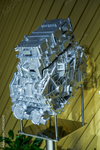 Close-up of internal combustion diesel engine used in large trucks