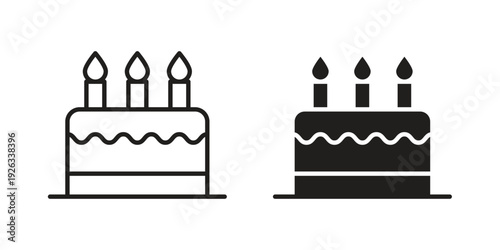 Birthday cake icons with different styles. Vector logo illustration simple design.