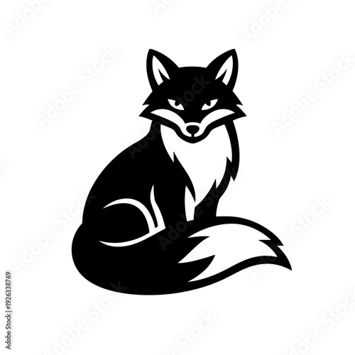Sleek, Modern, and Mystical Black and White Fox Vector Art Illustration – A Striking Minimalist Graphic Design Element for Logos, Mascots, and Brand Identity, Embodying Cunning, Intelligence, and Wild