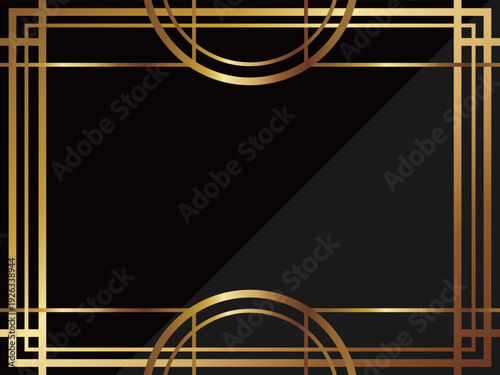 高級感のあるアールデコ背景　ブラック＆ゴールド