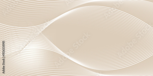 An abstract background featuring smooth, flowing beige waves and delicate, intersecting white lines creating a sense of gentle movement and modern elegance, perfect for subtle design projects