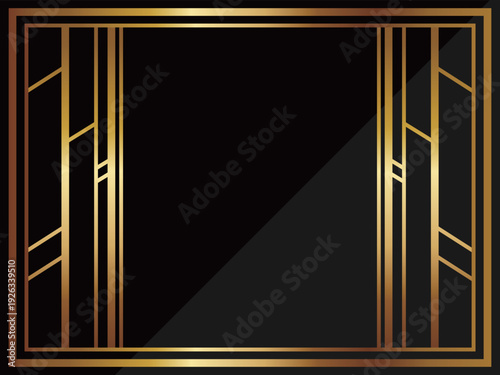 高級感のあるアールデコ背景　ブラック＆ゴールド