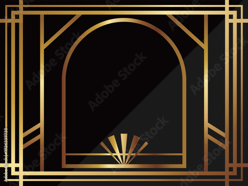 高級感のあるアールデコ背景　ブラック＆ゴールド