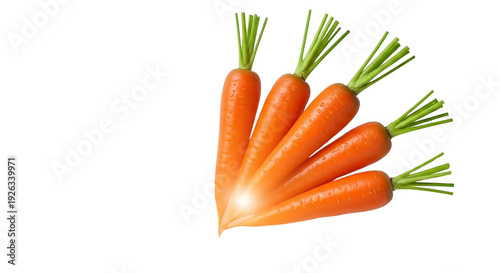 Fresh organic carrots with green tops isolated on transparent background for cooking and nutrition concepts