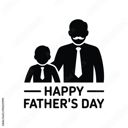 Happy fathers day silhouette father and son tie happy