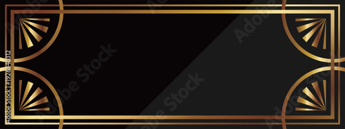 高級感のあるアールデコのバナー背景　ブラック＆ゴールド