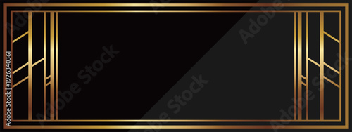 高級感のあるアールデコのバナー背景　ブラック＆ゴールド
