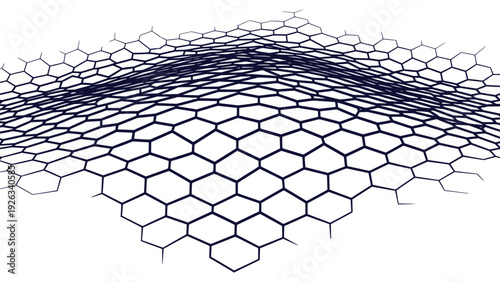 Dynamic Perspective Hexagonal Grid Network Abstract Background Technology Digital Data Connection Vector