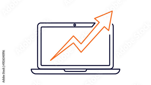 Wallpaper Mural Modern Laptop Screen Displaying Upward Financial Growth Chart Arrow Business Vector Illustration Torontodigital.ca