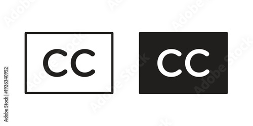 Closed caption icons with different styles. Vector logo illustration simple design.