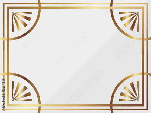 高級感のあるアールデコ背景　ホワイト＆ゴールド