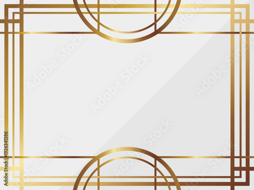 高級感のあるアールデコ背景　ホワイト＆ゴールド