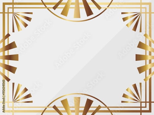 高級感のあるアールデコ背景　ホワイト＆ゴールド