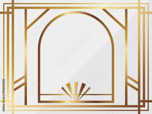 高級感のあるアールデコ背景　ホワイト＆ゴールド