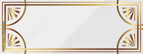 高級感のあるアールデコのバナー背景　ホワイト＆ゴールド