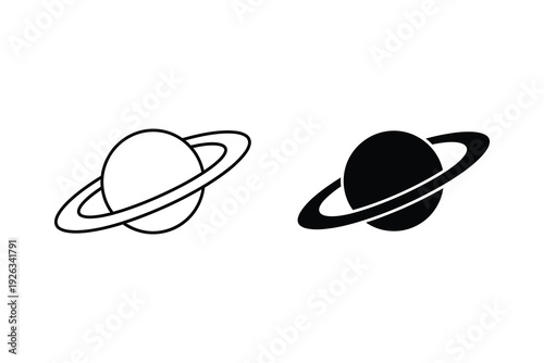 Saturn Planet Icon: Explore the Cosmos with this Celestial Space Symbol