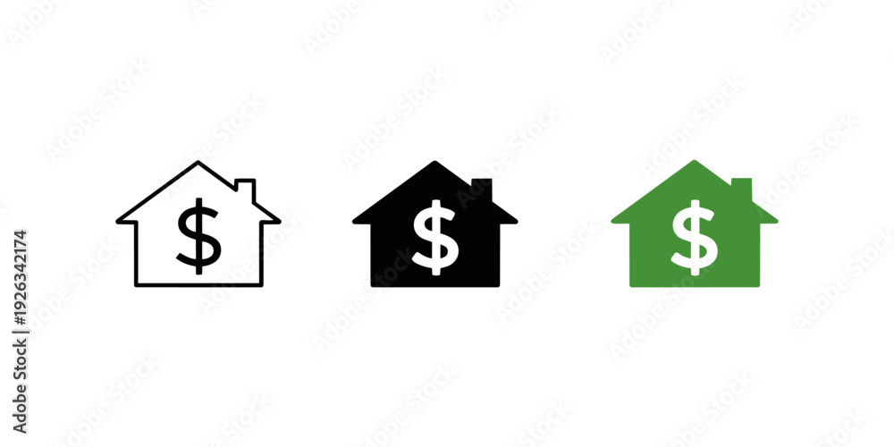 Fototapeta premium Real Estate Dollar House Vector Icon