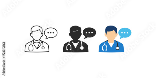 Doctor Consultation Chat Vector Icon Set