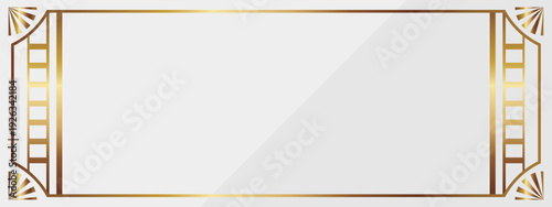 高級感のあるアールデコのバナー背景　ホワイト＆ゴールド