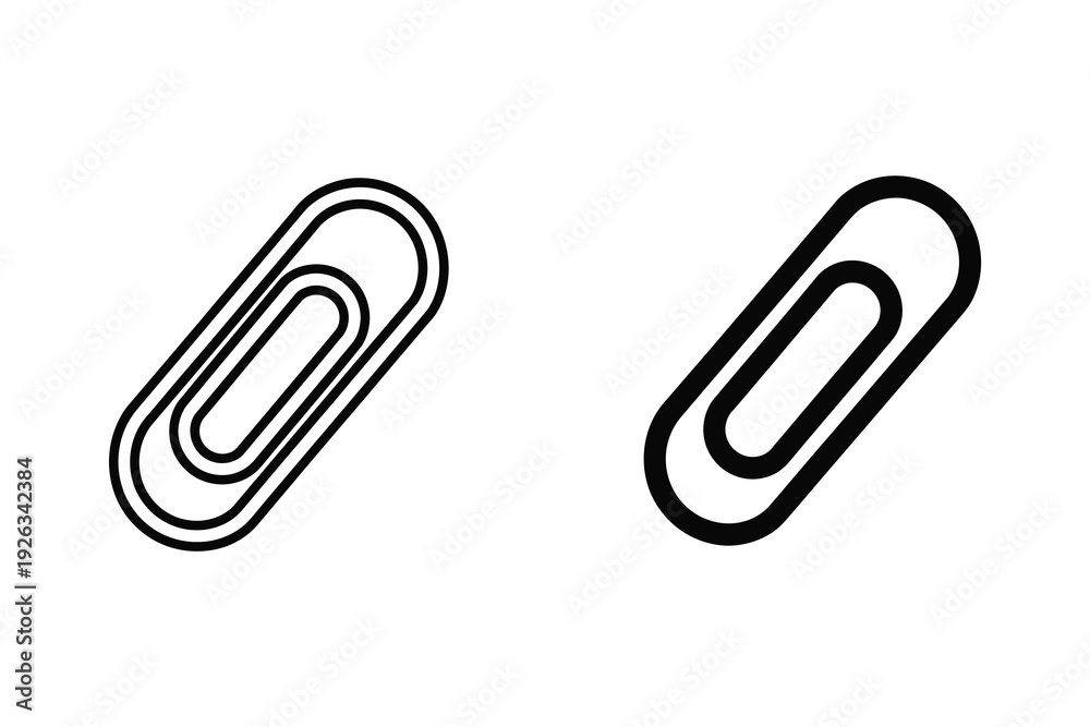 Obraz premium Paperclip Icons in Outline and Solid Styles for Clipping and Organizing