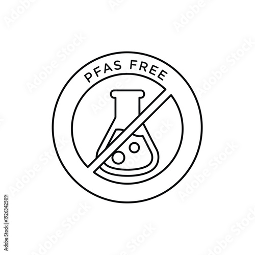 Pfas free vector icon, perfluoroalkyl substances free flat sign, chemical flask