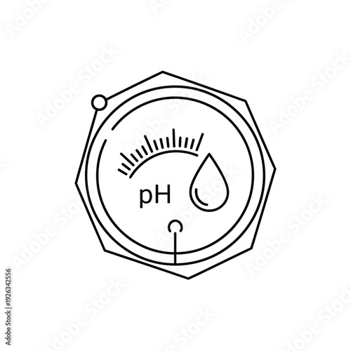 pH meter gauge for acidity level and water drop vector icon