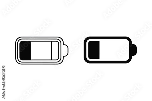 Medium Battery Level Icon: Half Charged Power Symbol in Outline and Solid