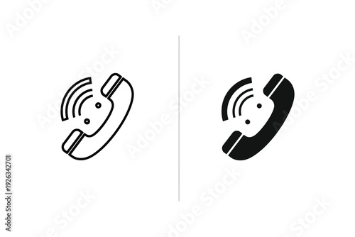 Phone Call Icons: Outline and Solid Fill for Communication and Contact