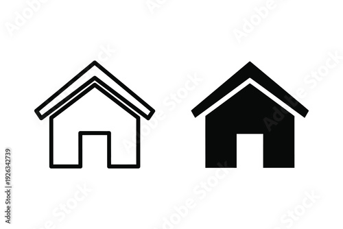 House Icon Set: Outline and Solid Vector Graphics for Home and Real Estate