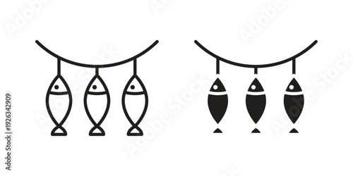 Dried fish icons with different styles. Vector logo illustration simple design.