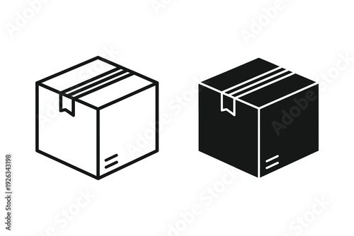 Shipping Box Icon Vector, Delivery and Logistics Concept, Isometric Outline and Solid
