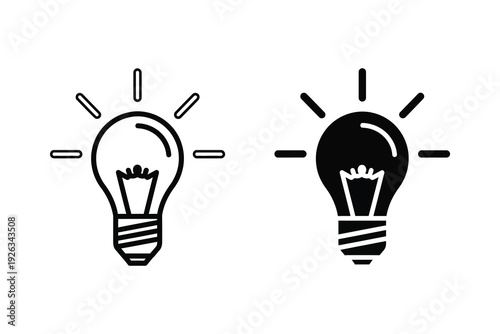 Light Bulb Icon Pair: Idea Generation and Innovation in Outline and Solid