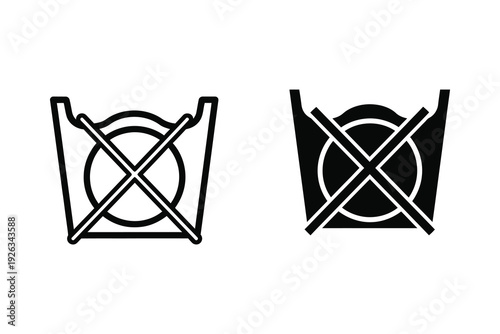 Do Not Tumble Dry Icons: Outline and Solid Black for Laundry Care Instructions