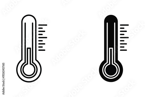 Classic Thermometer Icon - Temperature Measurement & Health Indicator Symbol
