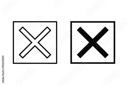 Simple Black X Mark Cross Icon - Error, Close, or Delete Symbol in Two Styles