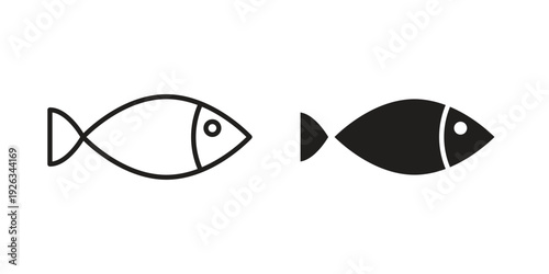 Fish icons with different styles. Vector logo illustration simple design.