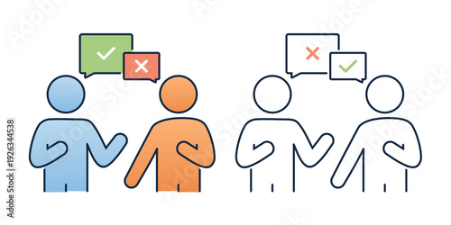 Decision Making Argument Icon. Yes and No Discussion Symbol. Vector Illustration