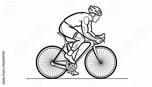 Vector Line Art Of A Cyclist Riding A Road Bike