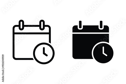 Calendar and Clock Icons - Time Management and Scheduling Symbols