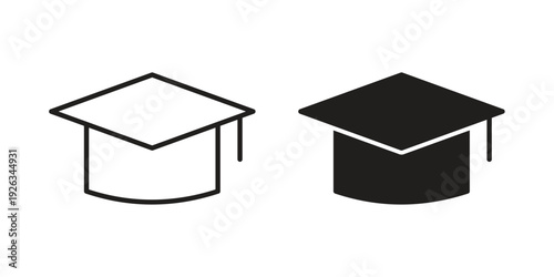 Graduation cap icons with different styles. Vector logo illustration simple design.