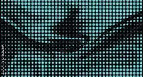 Abstract Halftone LED Pixel Wave – Teal Dot Matrix Texture Background