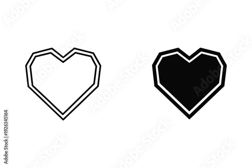 Geometric Stylized Heart Love Icon Set for Romance and Affection